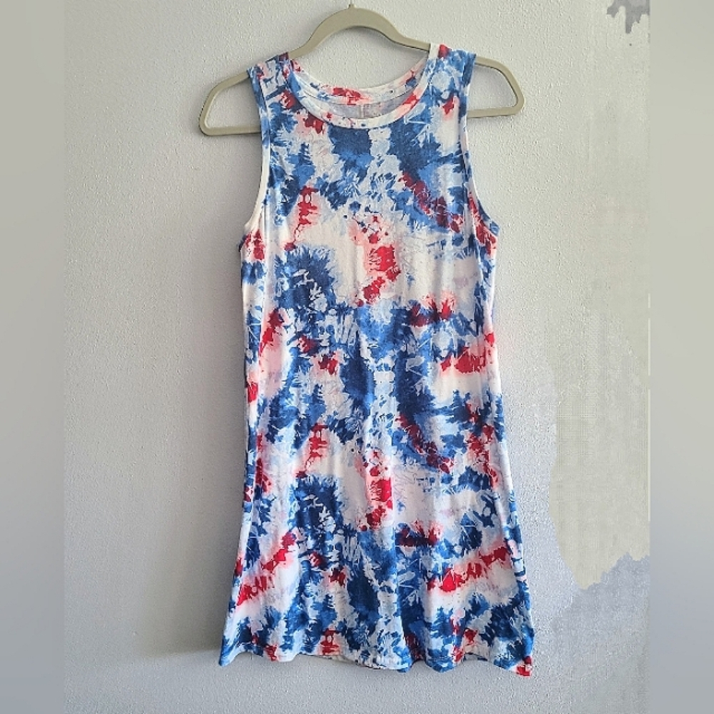 SO Sonoma Sleeveless Knit Patriotic Tye Dye Print Dress, 250th America